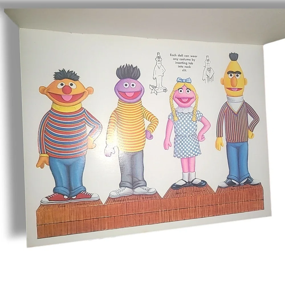Sesame Street Paper Doll Players Whitman 1970's Uncut Ernie Bert Muppets Vintage